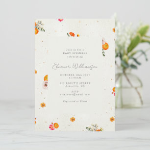 Boho Oranje Wilde Bloem Florale Baby Sprinkle Show Kaart