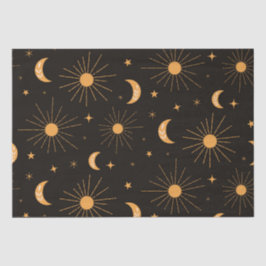 Boho oranje zon en maan patroon tissuepapier