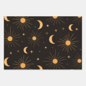 Boho oranje zon- en maanpatroon inpakpapier vel (Voorkant 3)