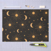 Boho oranje zon- en maanpatroon tissuepapier (Craft)