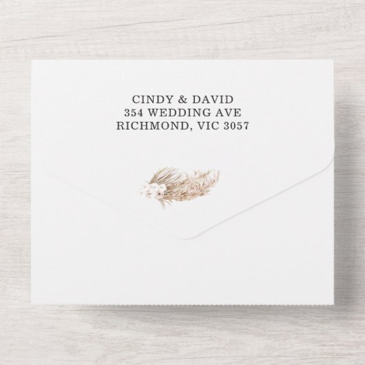 Boho Orchard Pampas Grass All in One Uitnodiging (Achterkant)