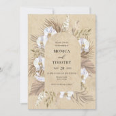 Boho Orchidee Bloem Bruiloft  Kaart (Voorkant)