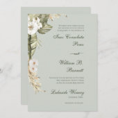 Boho Orchidee Sage Bruiloft Kaart (Voorkant / Achterkant)