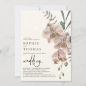Boho orchideeën elegante bruiloft kaart (Voorkant)