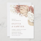 Boho orchideeën en gedroogde palmbladeren QR-code  Kaart (Voorkant)