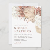 Boho Orchids en Dried Palm Leaves Wedding Kaart (Voorkant)