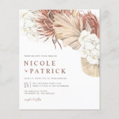 Boho Orchids en Dried Palm Wedding Invitation (Voorkant)