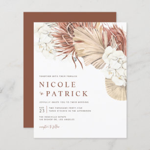 Boho Orchids en Dried Palm Wedding Invitation