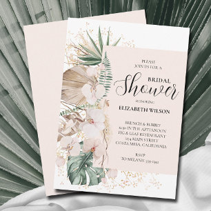 Boho Orchids Palms Bridal Shower Kaart