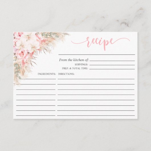 Boho Orchids Pampas Bloemen Vrijgezellenfeest RECE Informatiekaartje (Voorkant)