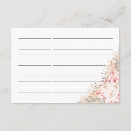 Boho Orchids Pampas Bloemen Vrijgezellenfeest RECE Informatiekaartje (Achterkant)