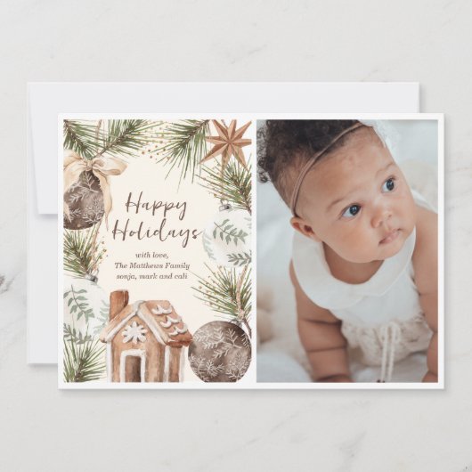 Boho Ornament Surround Flat Holiday Kaart (Voorkant)