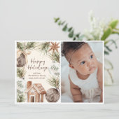 Boho Ornament Surround Flat Holiday Kaart (Staand voorkant)