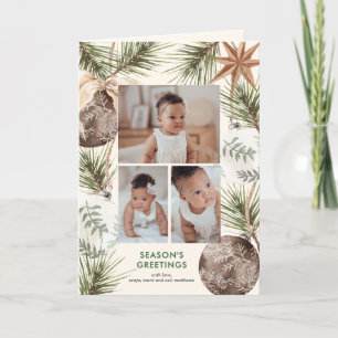 Boho Ornamenten en Pines Surround Vakantie Feestdagen Kaart