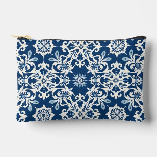 Boho Ornamentpatroon in Wit-Blauw Vintage Etui (Voorkant)