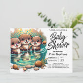 Boho Otter Adventure Baby shower Kaart (Staand voorkant)