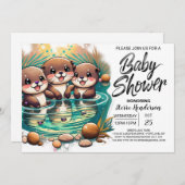 Boho Otter Adventure Baby shower Kaart (Voorkant / Achterkant)