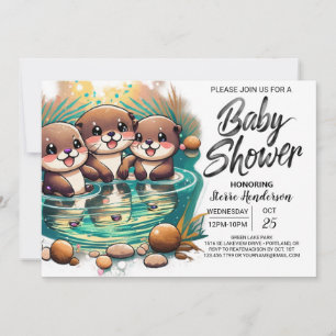 Boho Otter Adventure Baby shower Kaart