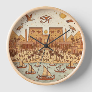 Boho Oud-Egyptische Stad Illustratie-Terracotta