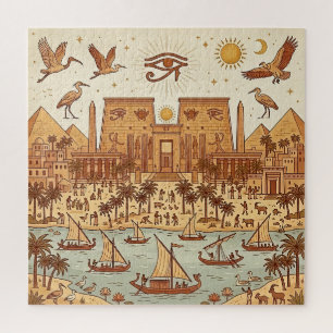 Boho Oud-Egyptische Stad Illustratie-Terracotta Legpuzzel