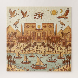 Boho Oud-Egyptische Stad Illustratie-Terracotta Legpuzzel
