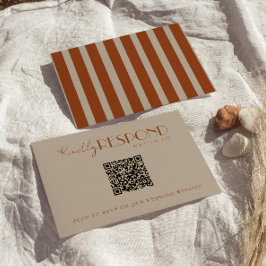 Boho Oud Geld Taupe Verbrand Oranje QR Code Bruilo RSVP Kaartje