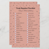 Boho oud roos verjaardagsfeestbenodigdheden checkl (Voorkant / Achterkant)