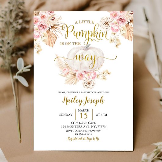Boho Our Little Pumpkin Baby shower Invitation Kaart