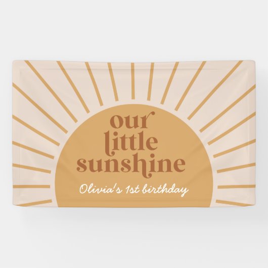 Boho Our Little Sunshine 1e verjaardag Spandoek (Horizontaal)