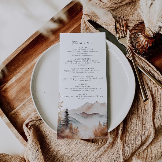 Boho Outdoor Berg Bruiloft Menu