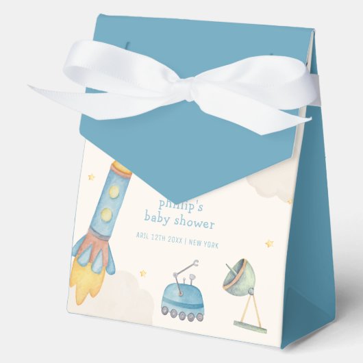Boho Outer Space Raket Jongen Baby Borrel  Bedankdoosjes (Voorkant)