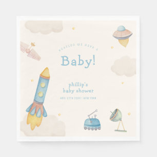 Boho Outer Space Raket Jongen Baby Shower  Servet