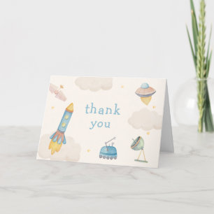 Boho Outer Space Ruimteschip Raket Baby Shower Bedankkaart