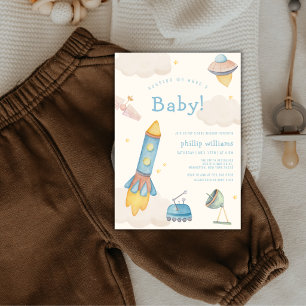 Boho Outer Space Ruimteschip Raket Baby Shower Kaart