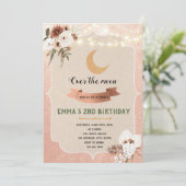 Boho over de maanuitnodiging kaart (Staand voorkant)