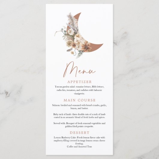 Boho Over het menu Moon Baby shower (Voorkant)