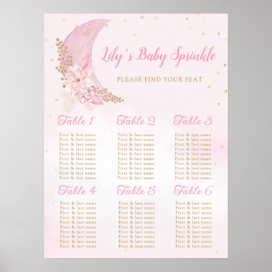 Boho Over the Moon Baby shower-zitschema Poster (Voorkant)
