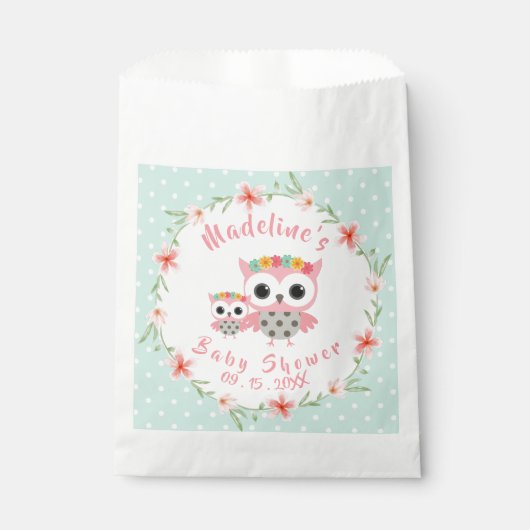 Boho Owl Baby shower Favor Bag Bedankzakje (Voorkant)