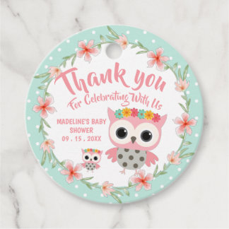 Boho Owl Baby shower Favor Tags Bedankjes Labels