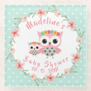 Boho Owl Baby shower Glass Onderzetter Glazen Onderzetter