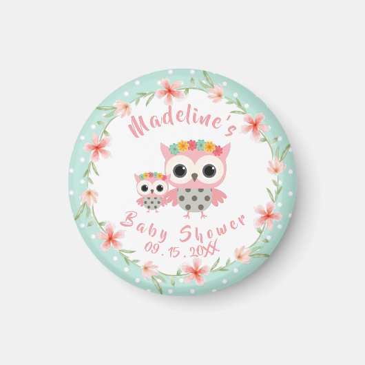 Boho Owl Baby shower Magnet (Voorkant)