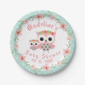Boho Owl Baby shower Paper Borden Papieren Bordje (Voorkant)