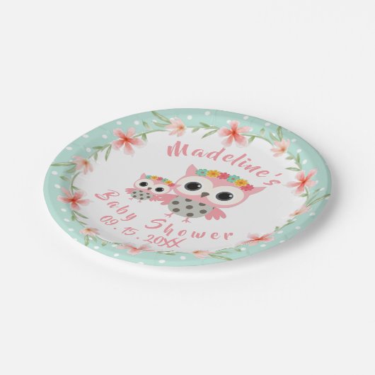 Boho Owl Baby shower Paper Borden Papieren Bordje (Gekanteld)