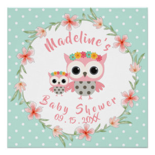 Boho Owl Baby shower Poster