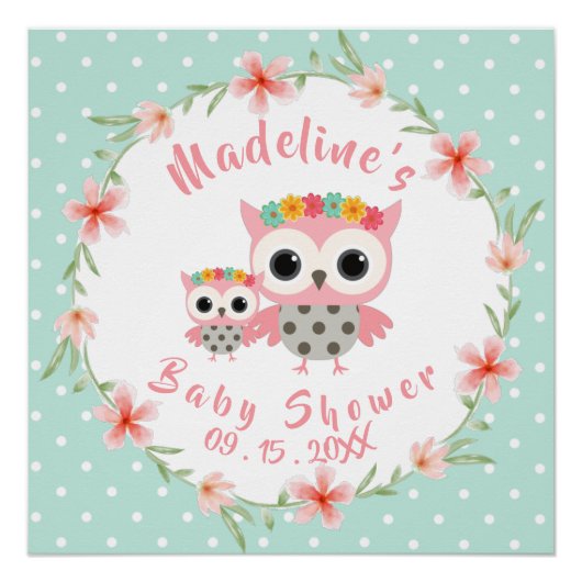Boho Owl Baby shower Poster (Voorkant)