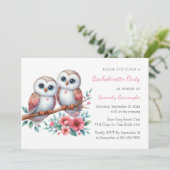 Boho Owl Couple Rustic Bachelorette Party Kaart (Staand voorkant)