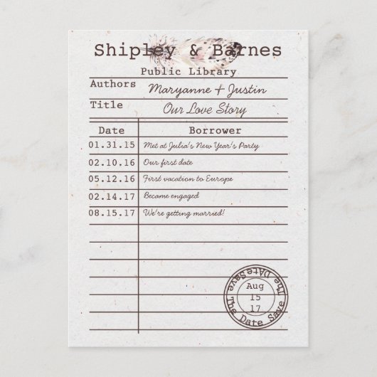 Boho Owl Feather Library Kaart Bewaar de datum | (Voorkant)