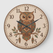Boho Owl Large Wall Clock Grote Klok (Voorkant)
