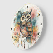 Boho Owl Large Wall Clock Grote Klok (Hoek)