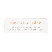 Boho Paar Namen Sinaasappel & Wit Retouradres Etiket (Voorkant)